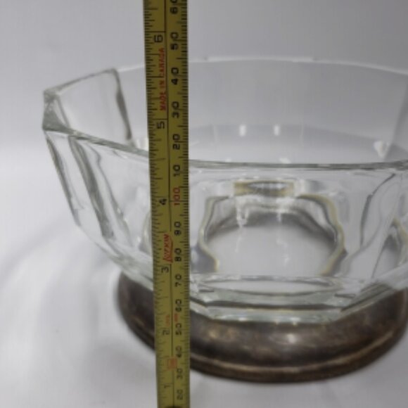 Vintage Elegant Glass Bowl  Plated Base Salad Serving Fork Spoon - Picture 12 of 16